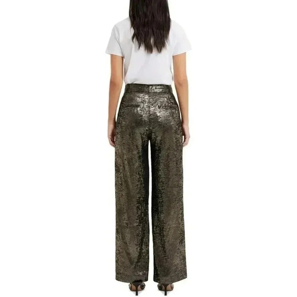 NWT !! French Connection Women’s Alara Molten Metallic Suit Trousers  SIZE 4 - Picture 2 of 15